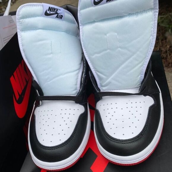Nike WMNS Air Jordan 1 High OG Satin Black Toe Black Red CD0461-016 Women's 10. - Picture 5 of 7
